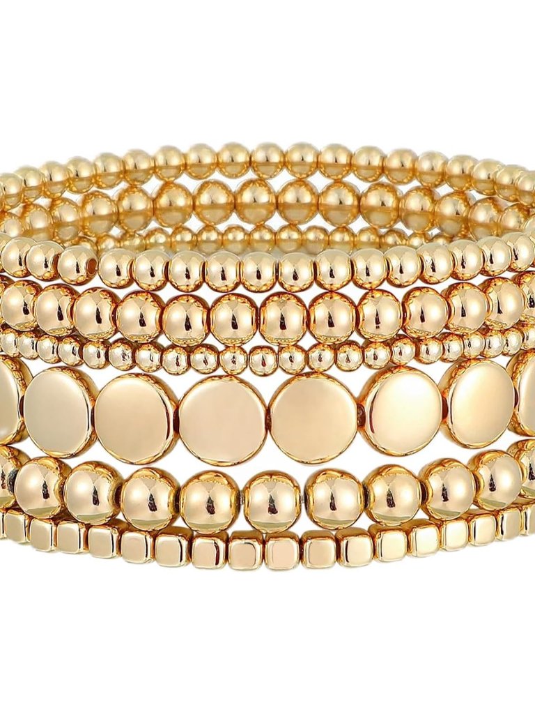 Gold Plated Beaded Bracelets For Women Trendy, 14k Gold Plated Stack Cross Pearl